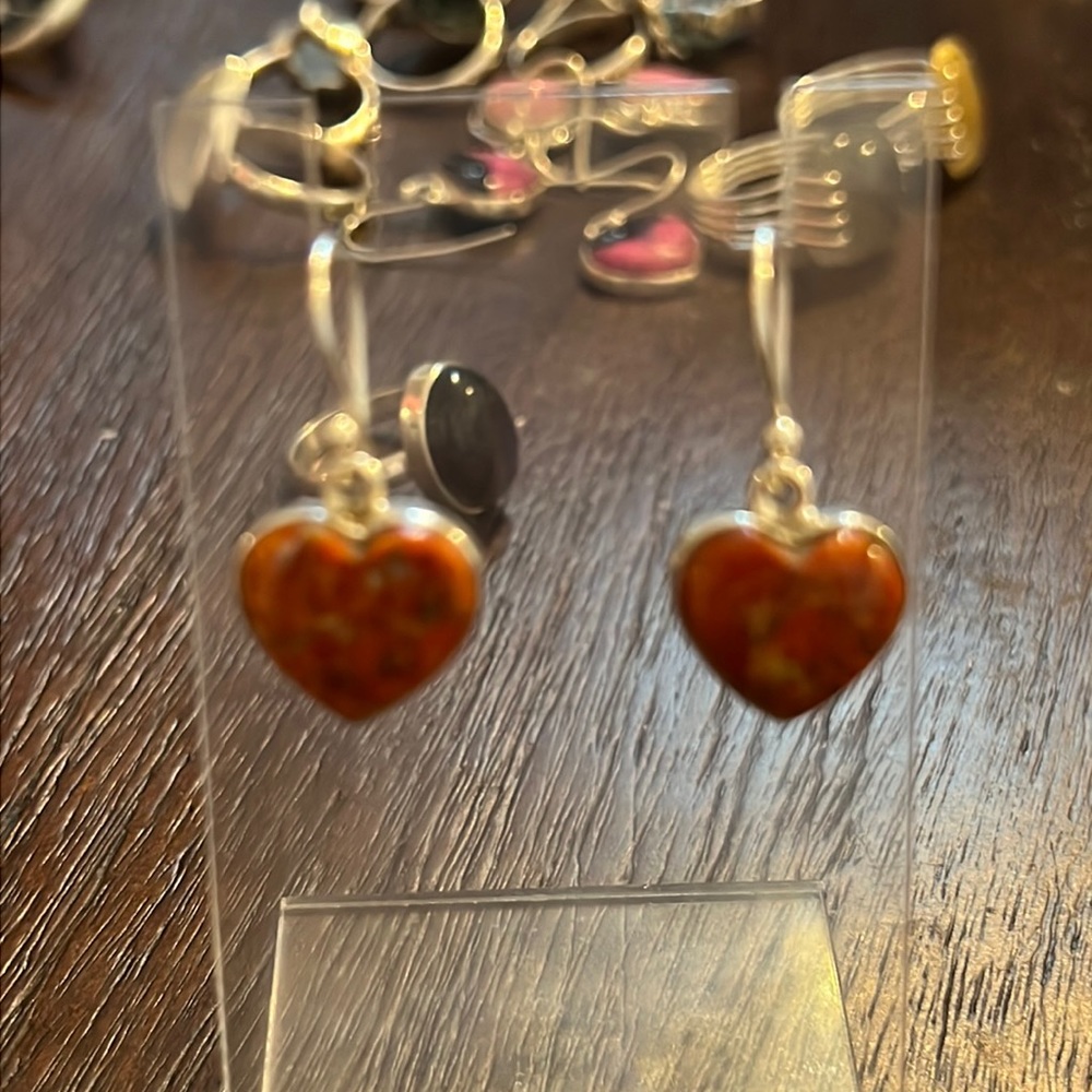 Red Coral Hearts Earrings